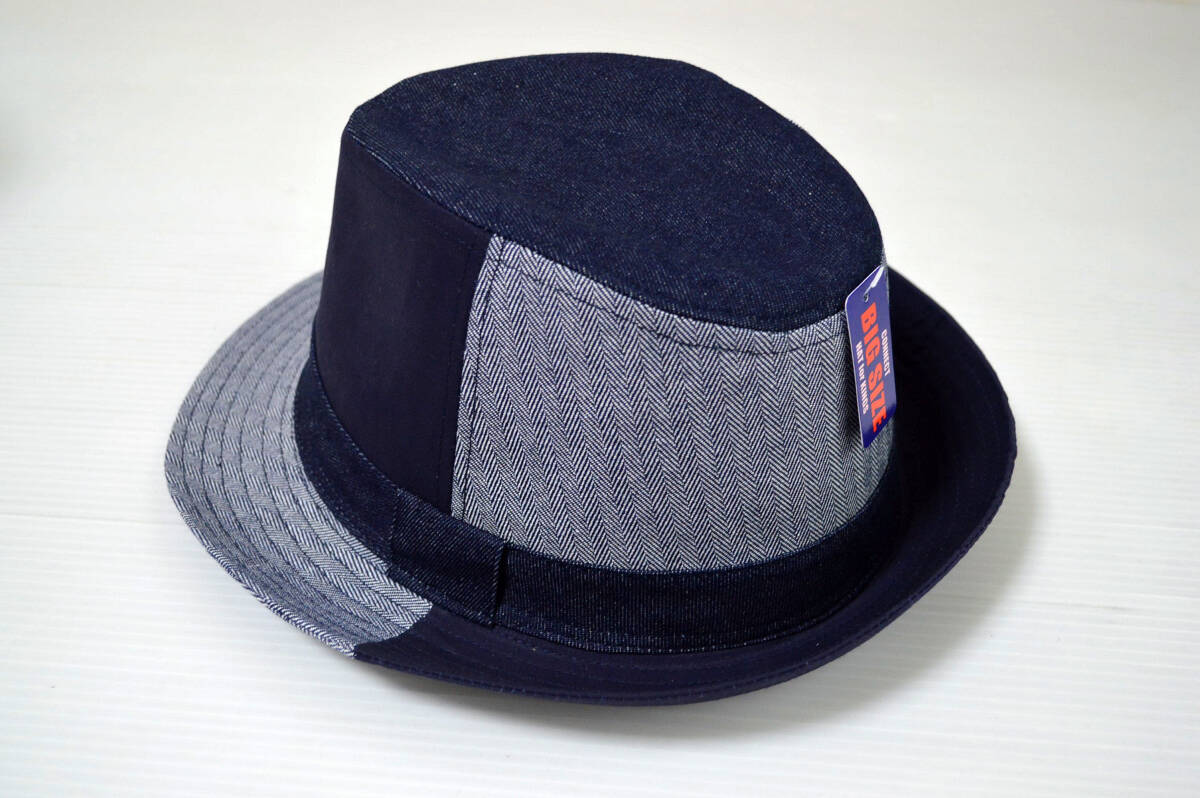  large size Denim switch soft hat hat head around 61cm 10503BIG NV / cotton 100%