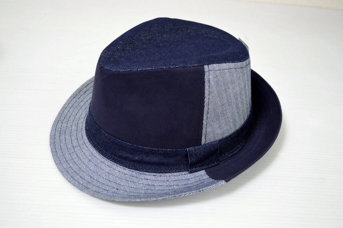  large size Denim switch soft hat hat head around 61cm 10503BIG NV / cotton 100%