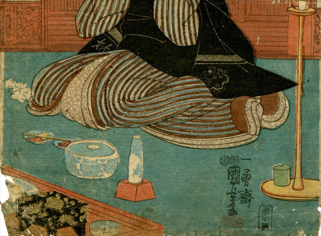  country . genuine work [ three .... sake | large size .. three sheets ..] Edo ukiyoe woodblock print .......
