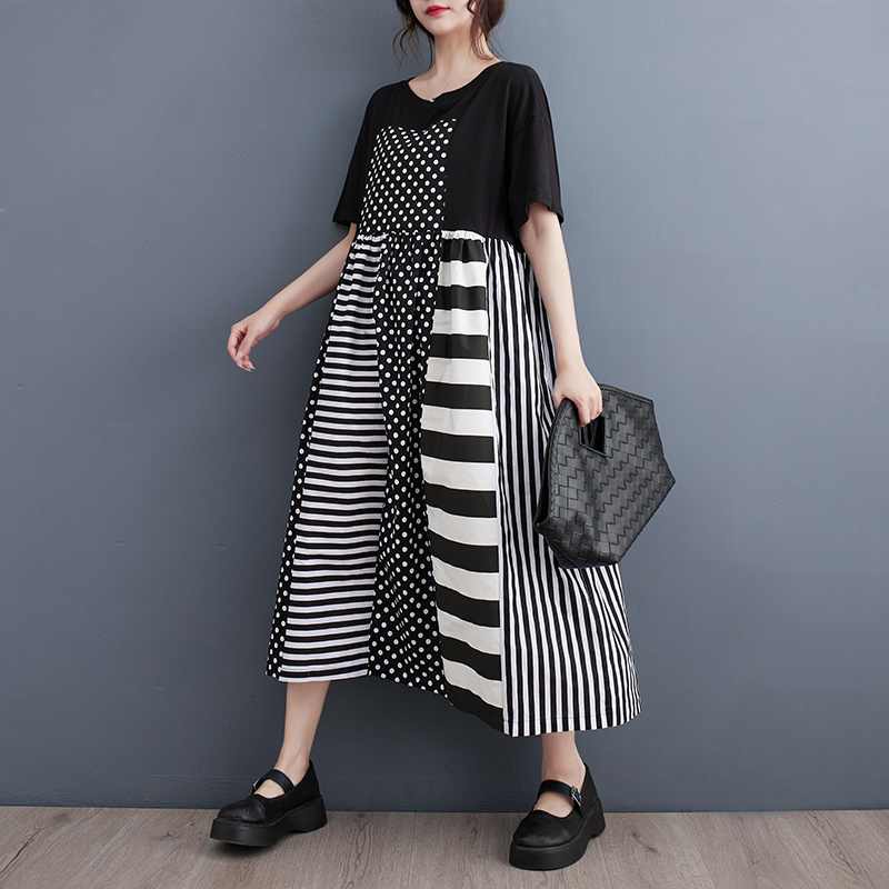 [ including in a package 1 ten thousand jpy free shipping ] summer new work * lady's * casual * body type cover * easy large size * dressing up switch * short sleeves shirt long One-piece *F