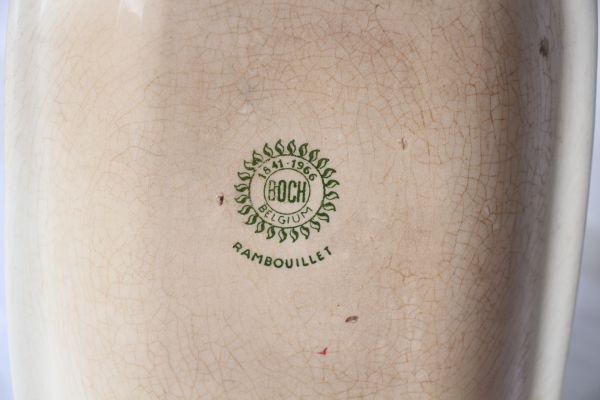 ベルギー ヴィンテージ BOCH ランブイエ柄 古い陶器の長方形のお皿 美品_画像6