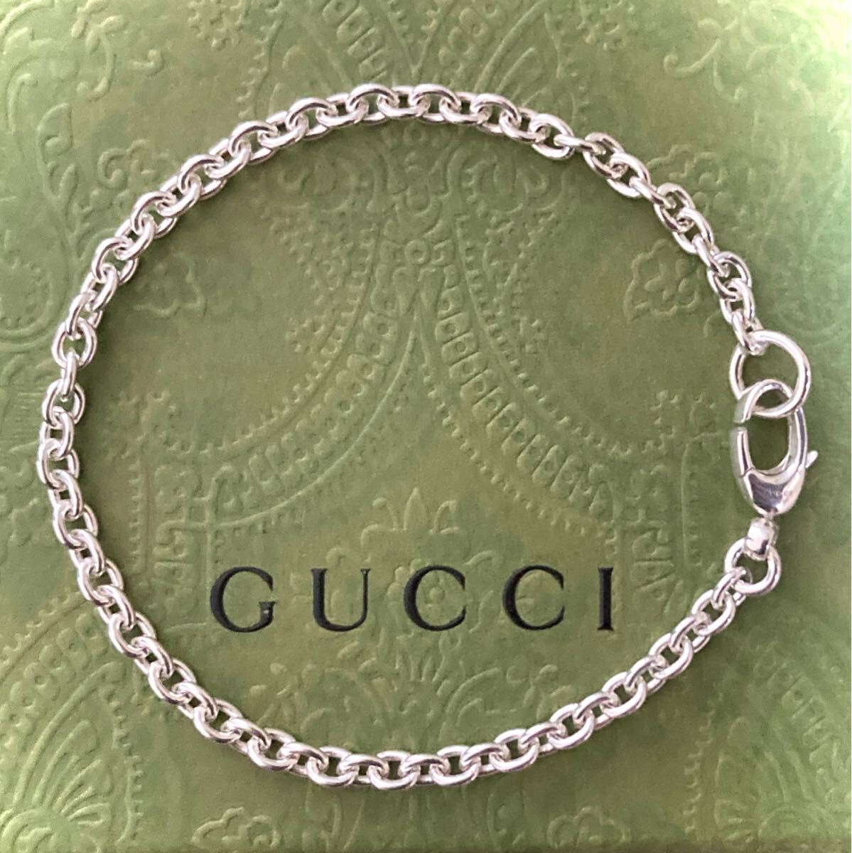 【即決/送料込み】正規品 GUCCI/グッチ チェーンリンクブレスレット/あずきチェーン Ag925/シルバー925/スターリングシルバー(19cm)_画像1