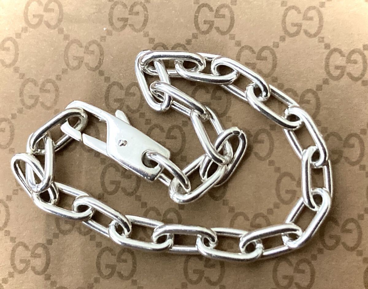 【即決/送料込み】希少/正規品 GUCCI/グッチ OLD/オールドグッチ/ヴィンテージ チェーンブレスレット シルバー925 size19(カード1種付き)_画像5