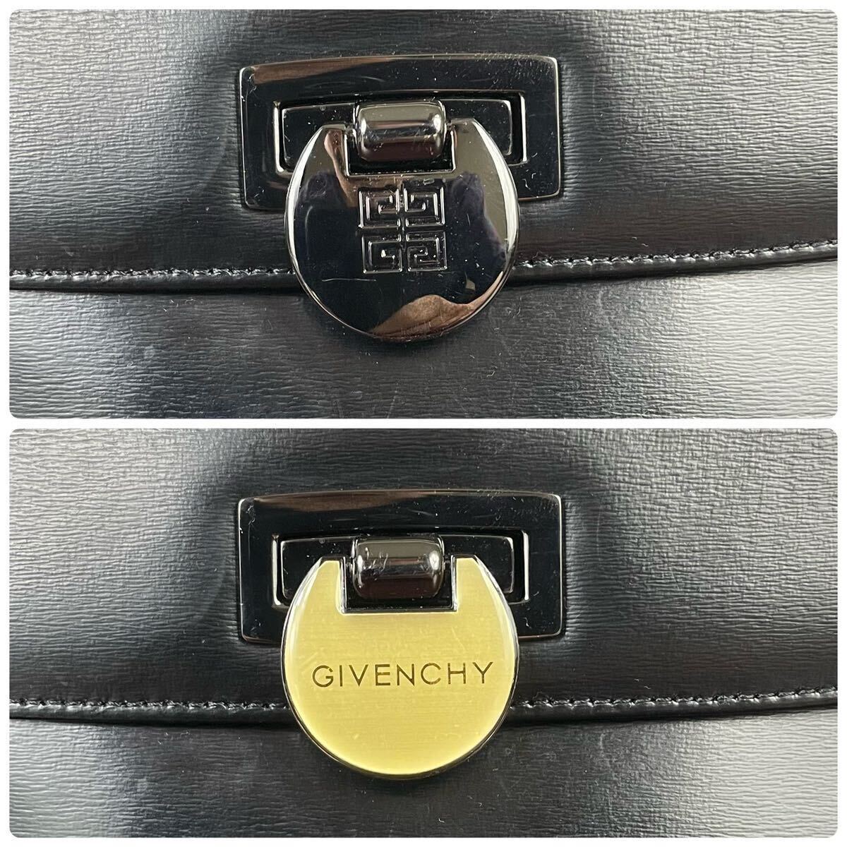 1円〜【極美品】GIVENCHY ジバンシィ ハンドバッグ ショルダーバッグ 黒 トップハンドル 手提げ ブラックレザー ターンロック_画像3