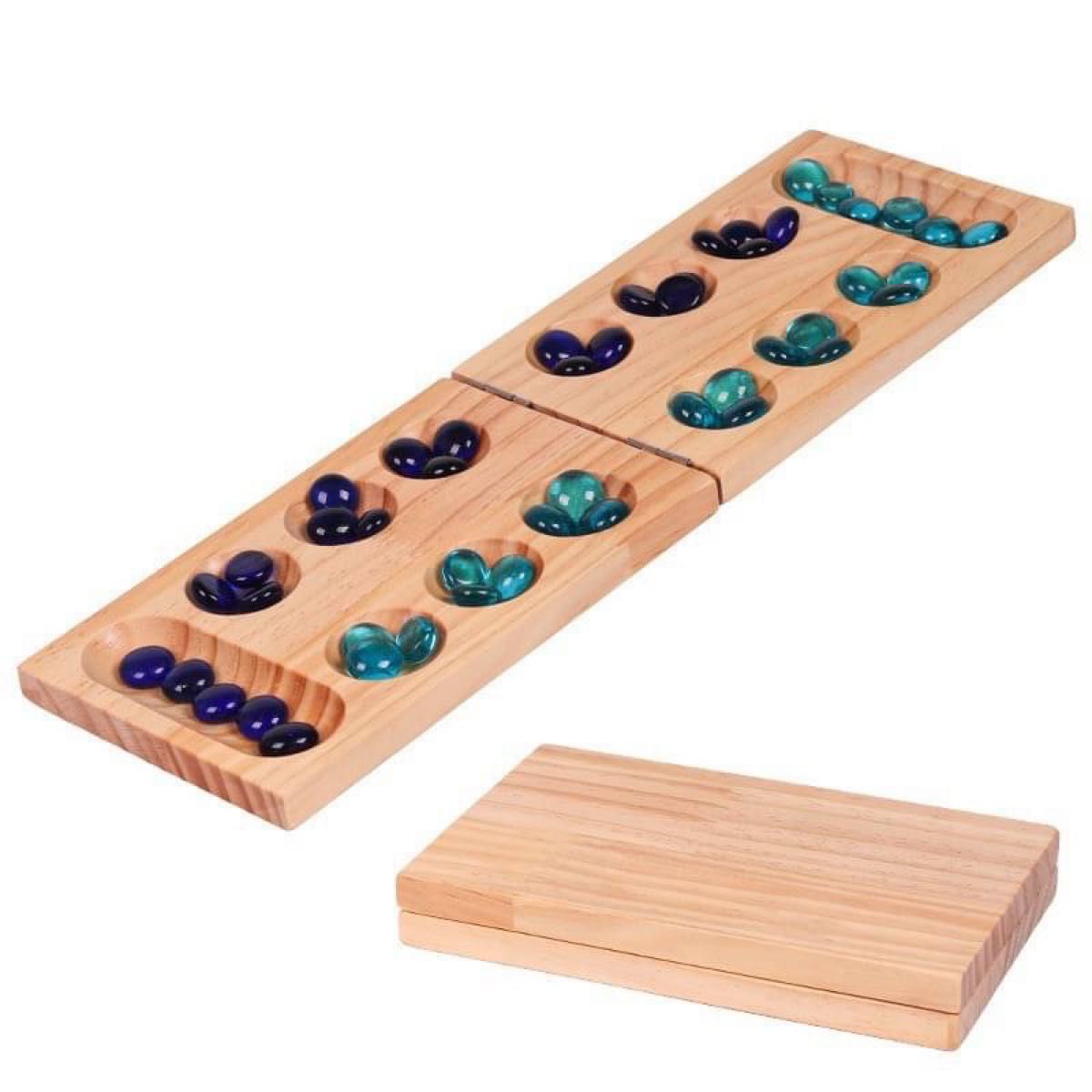 マンカラ　知育玩具　ボードゲーム　カラハ　脳トレ　おはじき　木製　48石