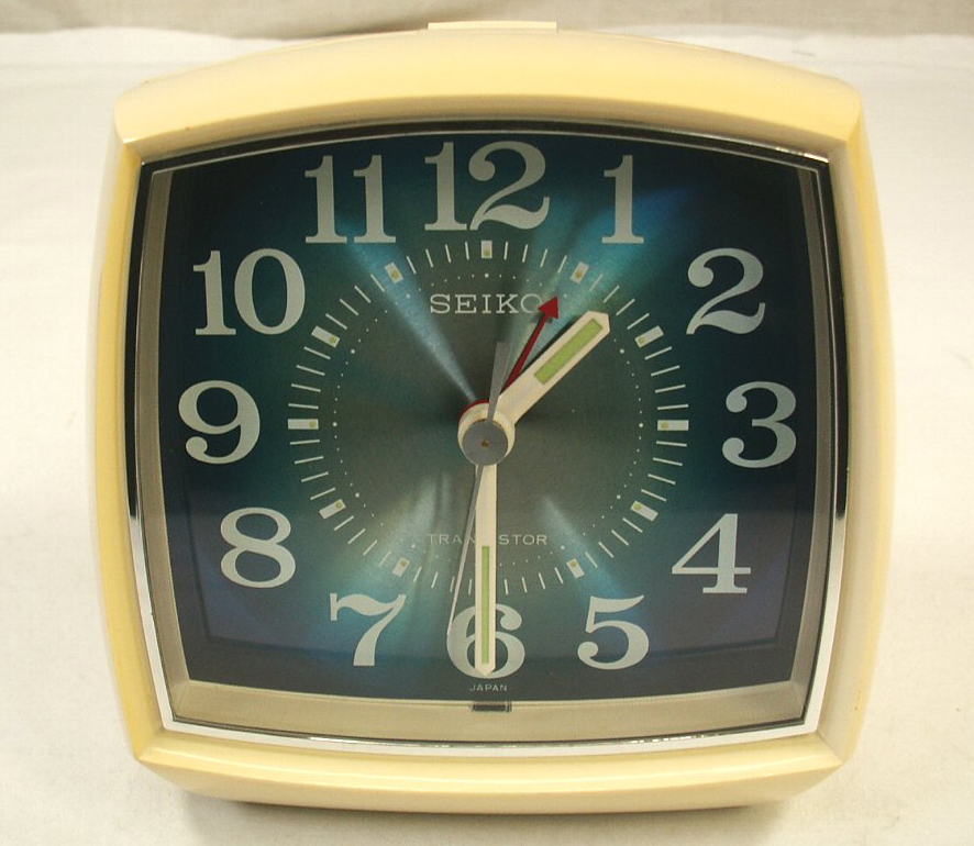 昭和レトロ セイコー TP313(アイボリー) トランジスタ 目覚まし時計 アラーム機能(箱入り新品保管品)動作品の画像2