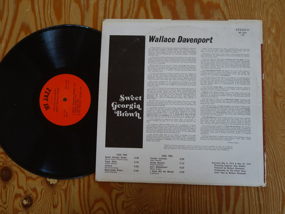 直筆サイン入り レコード USA盤オリジナル WALLACE DAVENPORT「SWEET GEORGEA BROWN」MY JAZZ 135の画像3