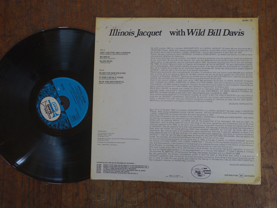 仏 ILLINOIS JACQUET/WITH WILD BILL DAVIS/BLACK AND BLUE 33.044 ジャズ喫茶名盤 渋い内容のワンホーン傑作の画像2