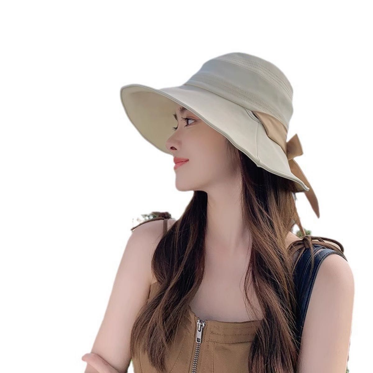 2way つば広 UV対策 帽子 ひも付き 紫外線対策 人気 小顔効果 リボン 日焼け防止 ハット UVカット 大人可愛い 韓国