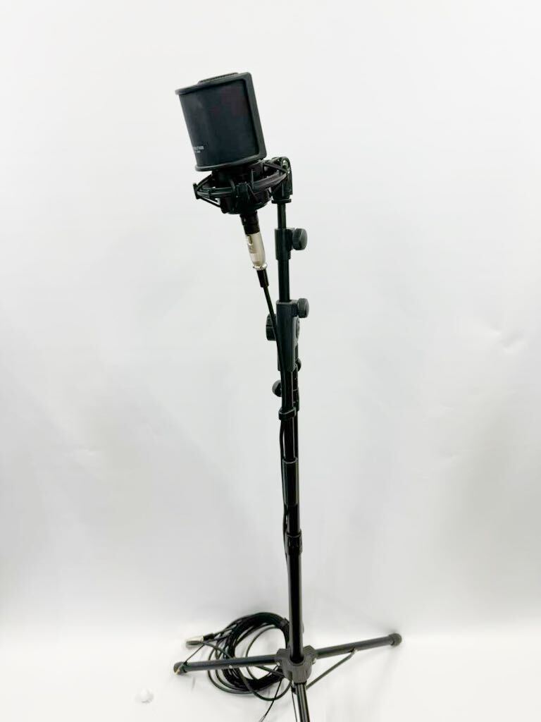 [ used beautiful goods ]audio-technica AT2020 condenser microphone XLR black ( stand set )