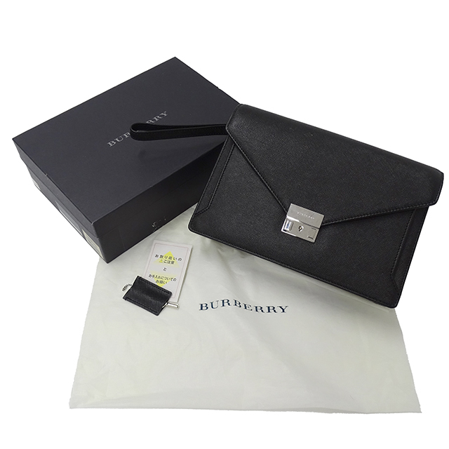  Burberry BURBERRY сумка мужской бренд клатч ручная сумочка кожа черный простой взрослый модный чёрный серебряный металлические принадлежности 