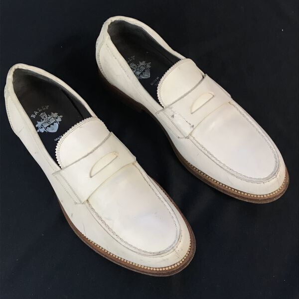 Made in Italy★BALLY★本革/グッドイヤー製法/コインローファー【6/25.0cm/白/white】スリッポン/モカシン/ビジネスシューズ◆pA-108_画像2