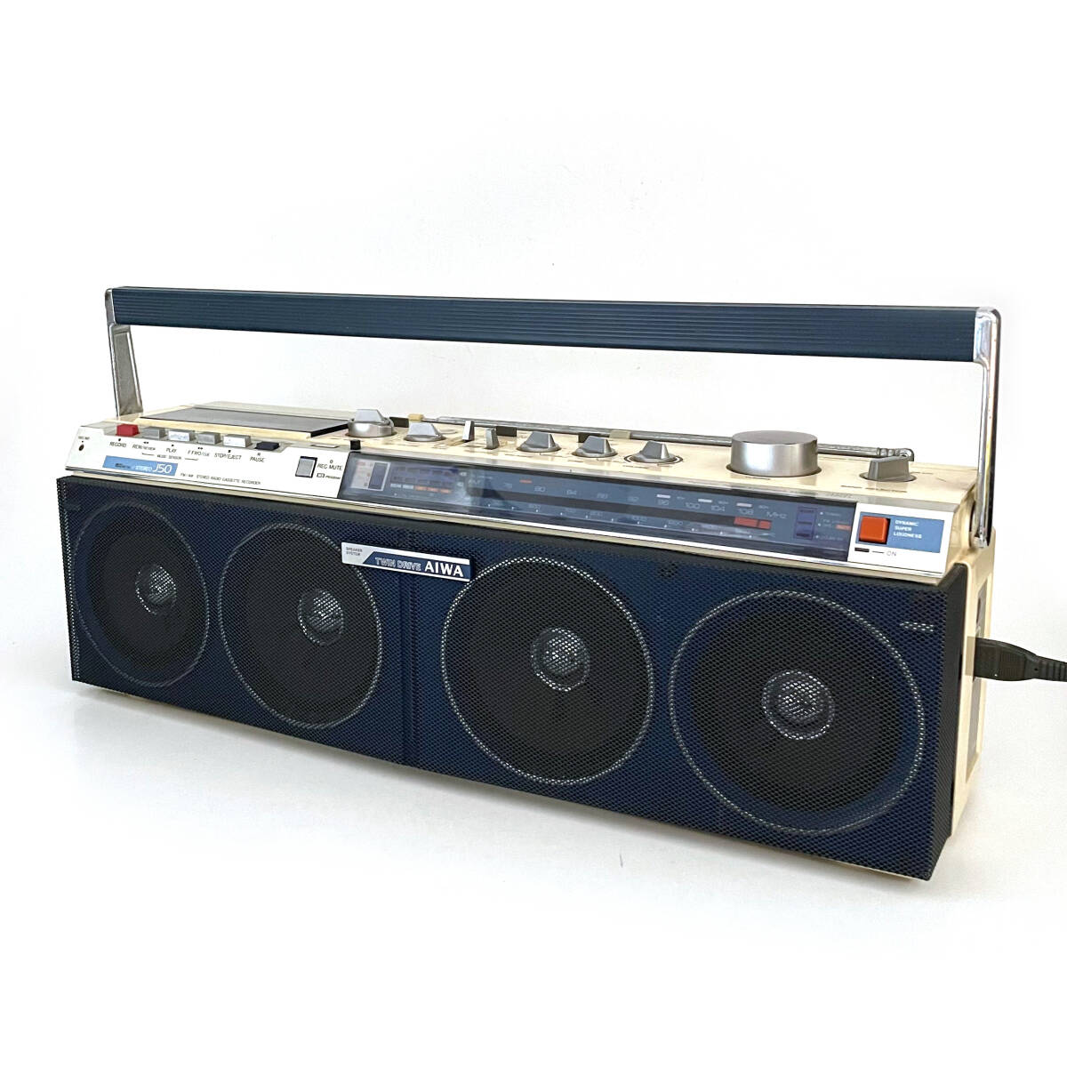 通電OK！AIWA（アイワ）2バンド ステレオラジオカセットレコーダー CS-J50　/ラジカセ/昭和レトロ /昭和レトロ_画像1