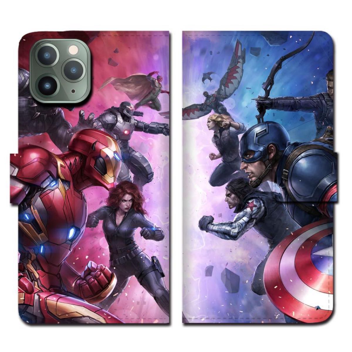 新品 全機種対応 iPhoneケース 手帳型 MARVEL MCU アベンジャーズ アイアンマン キャプテンアメリカ