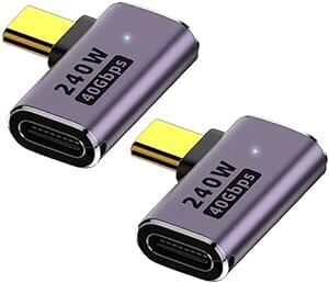 USB 4 Type C変換アダプタ左右90°曲げ設定、L字L型USB 4.0高速充電PD充電240 W高速データ伝送40 Gbpの画像1