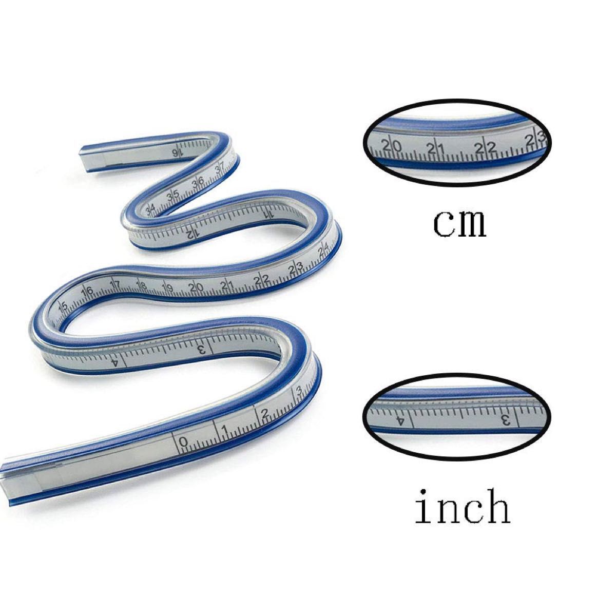 曲線ルーラー 自在曲線定規 定規 40cm 目盛付き 製図ルーラー