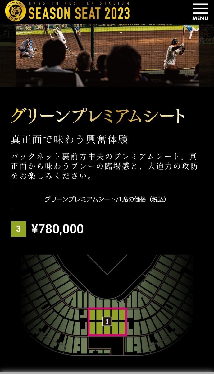 グリーンプレミアムシート2枚 4月21日(日)阪神vs中日 ワンドリンク&記念品プレゼント付の画像3