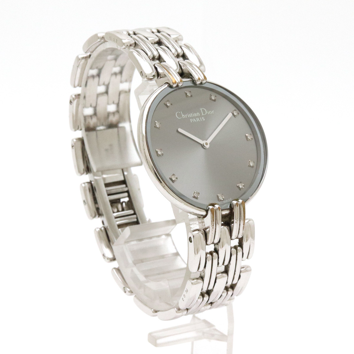 Christian Dior クリスチャン ディオール バギラ グレー文字盤 SS レディース クォーツ 腕時計_画像3