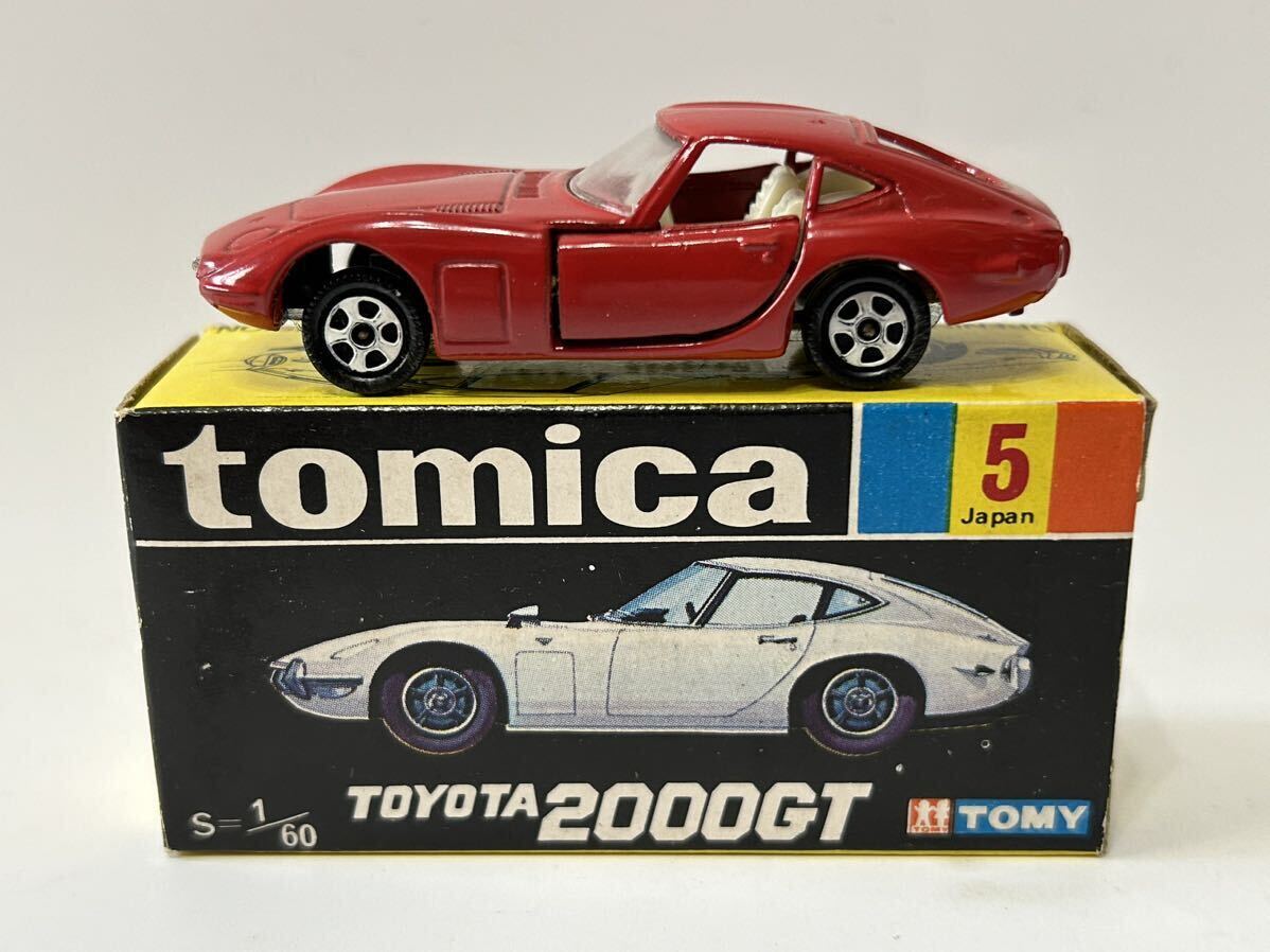 トミカ 黒箱 トヨタ 2000GT No.5-1-2 1Aホイール 最初期箱 「diecast scale model」 印字なし 色指定箱 日本製 MBの画像6