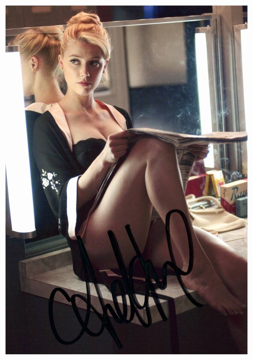 0 amber * hard Amber Heard 2L stamp autograph photograph COA simple certificate attaching 