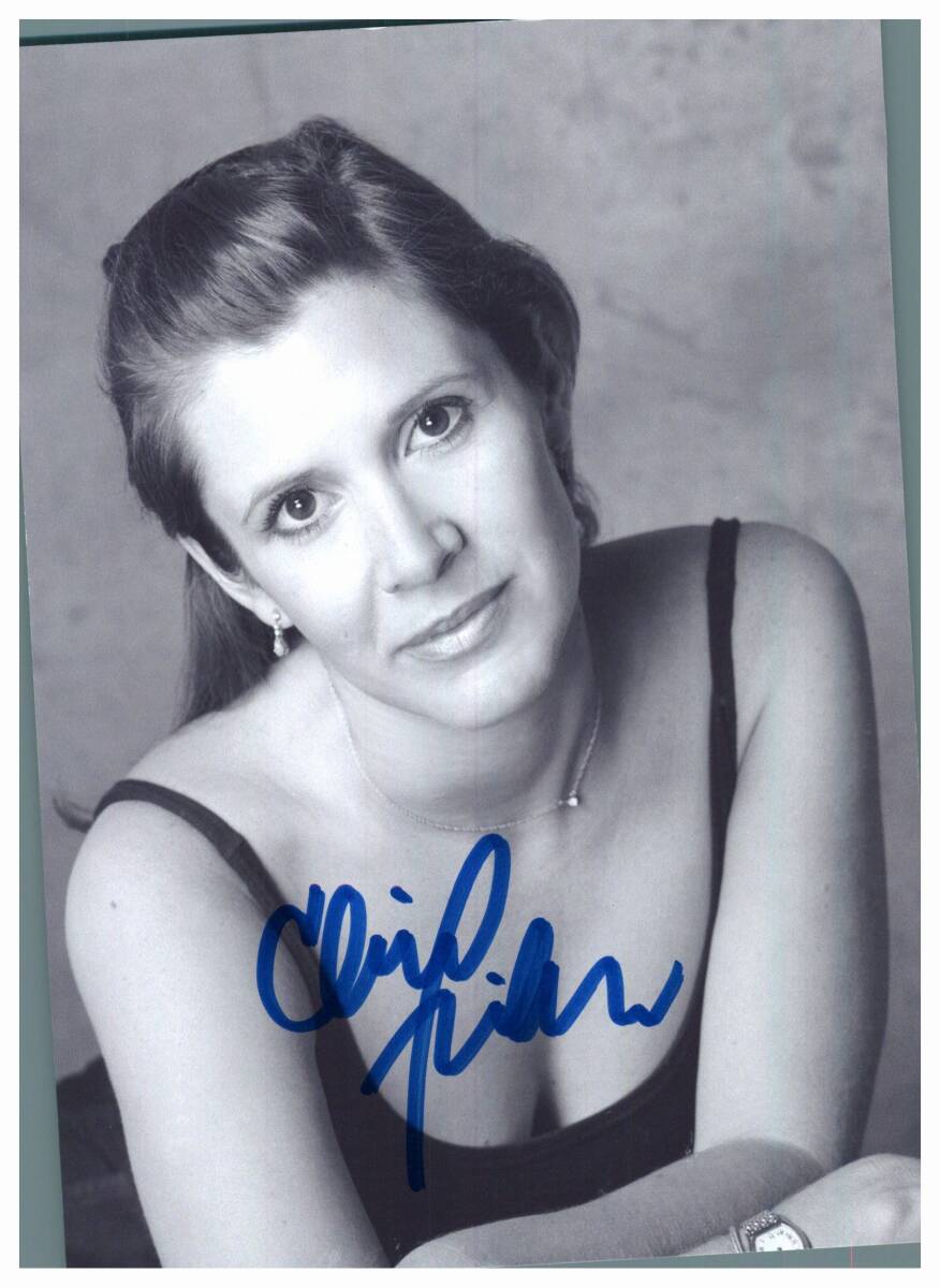 0 Carry * Fischer Carrie Fisher 2L stamp autograph photograph COA simple certificate attaching 