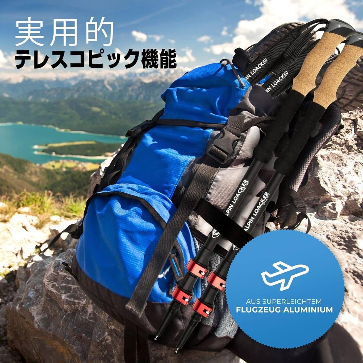 最終価格 人気ブランド Alpin Loacker ヨーロッパ発 トレッキングポール 登山 杖 軽量 アルミ製 レッド 赤 ステッキ 軽量 折りたたみの画像6