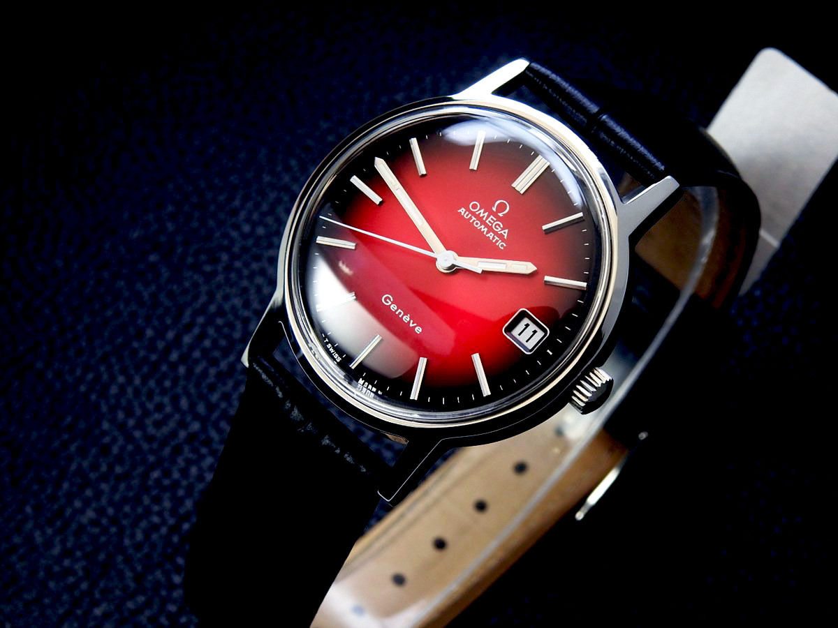 OMEGA オメガ Geneve ジュネーブ Steel 166.0163 Burgundy Gradation Dial メンズ 自動巻き (美品、OH済み ) / 34mm