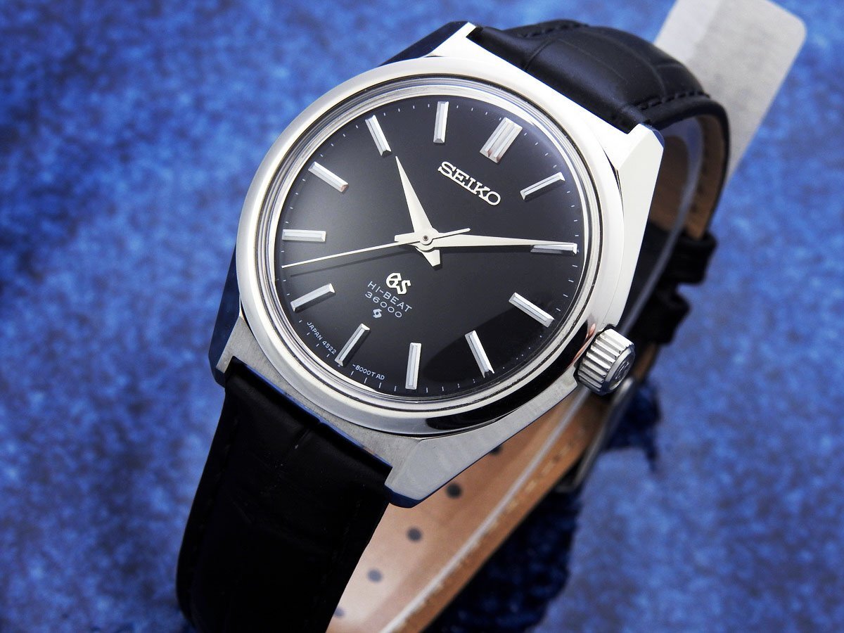 GRAND SEIKO Grand Seiko HI-BEAT 4520-8000 Steel Black Dial мужской механический завод ( прекрасный товар,OH завершено ) / 36mm