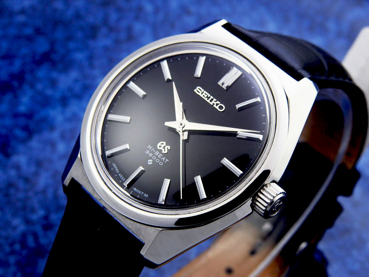 GRAND SEIKO Grand Seiko HI-BEAT 4520-8000 Steel Black Dial мужской механический завод ( прекрасный товар,OH завершено ) / 36mm