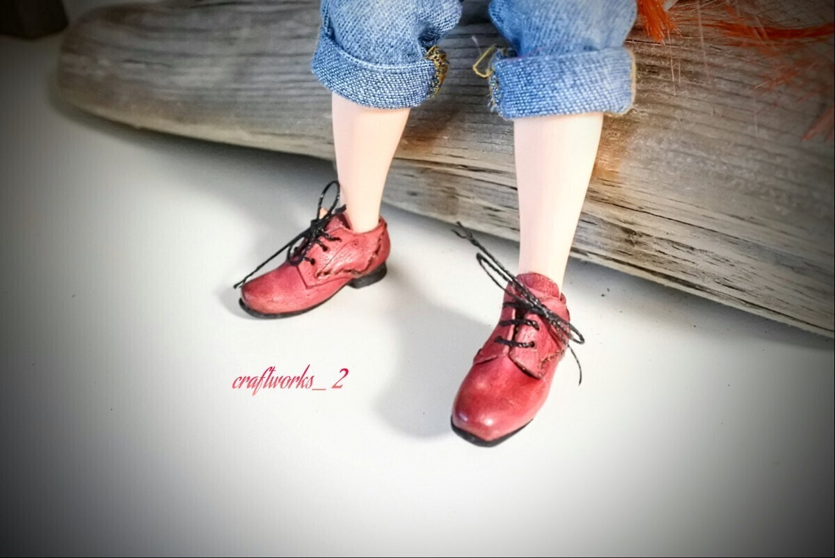 ■ブライス靴■プレーントゥシューズ■ヴィンテージシューズ■ピュアニーモ■ミニチュア靴■ハンドメイド■Blythe shoes ■ 赤い靴の画像4