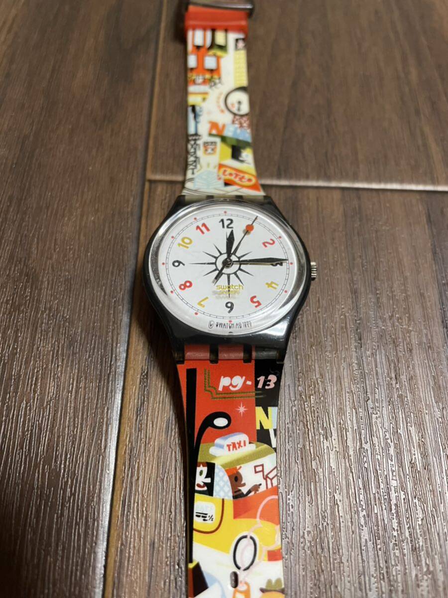 SWATCH スウォッチ UPPER EAST アッパーイースト 不動ジャンク 腕時計 アナログ 3針 スケルトン ラバーベルト _画像2