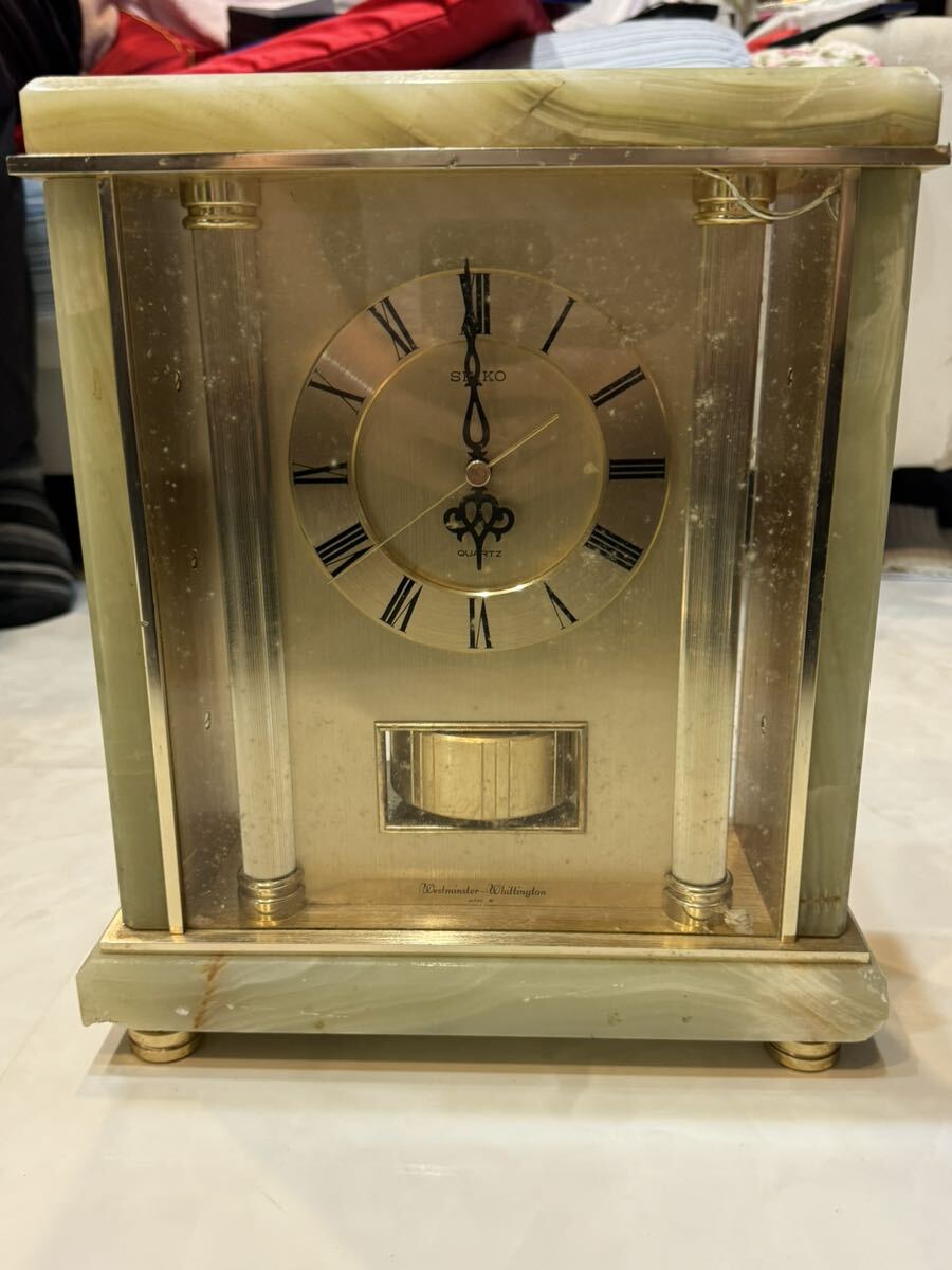 セイコー SEIKO クォーツ 大理石 Westminster-Whittington GZ703M 置時計 アンティーク ジャンク品の画像1