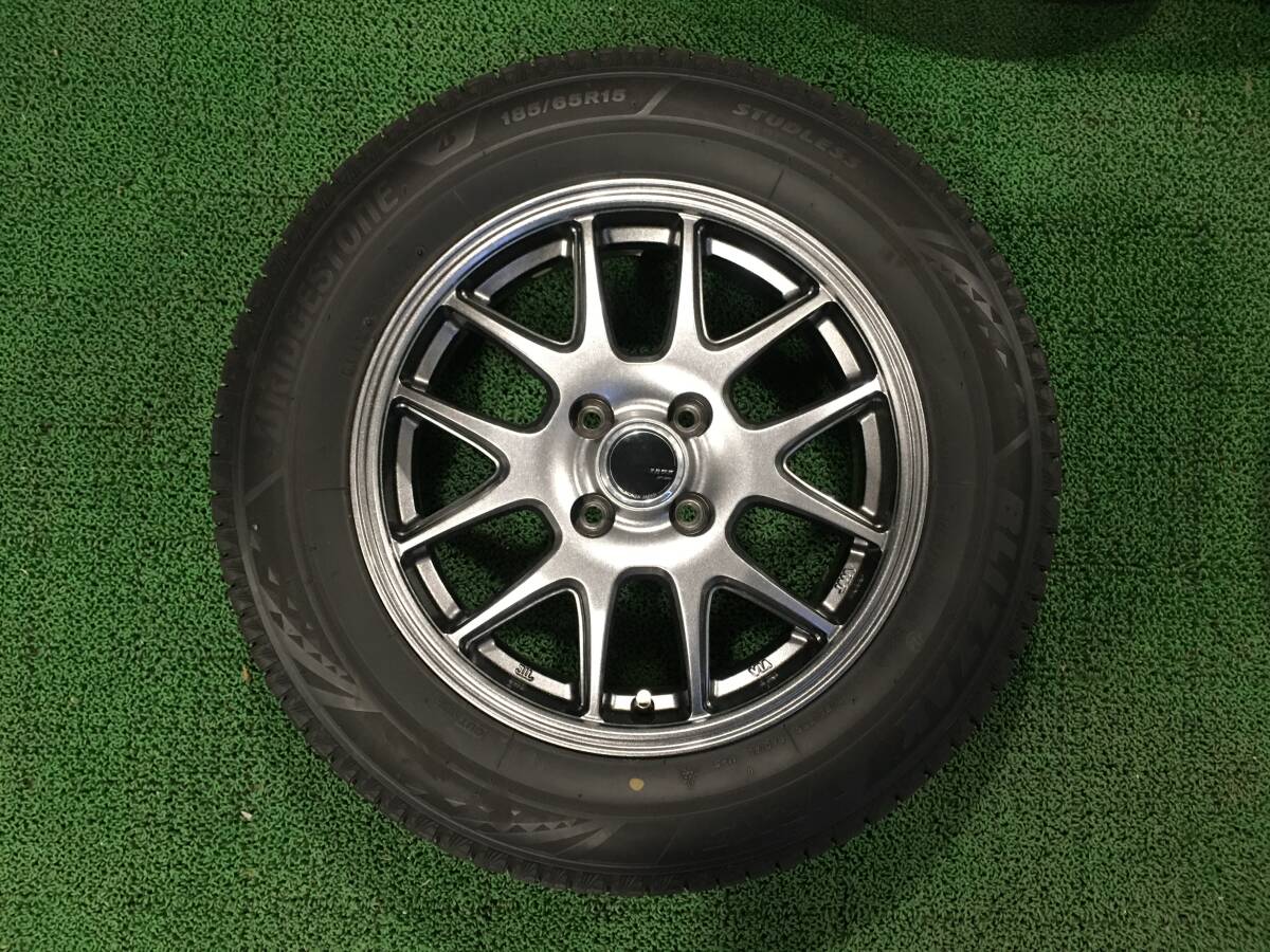 アクア等に!! ZACK 185/65R15 溝あり 15x5.5J B'S VRX3 4穴 PCD100 冬タイヤ 売切!!の画像2