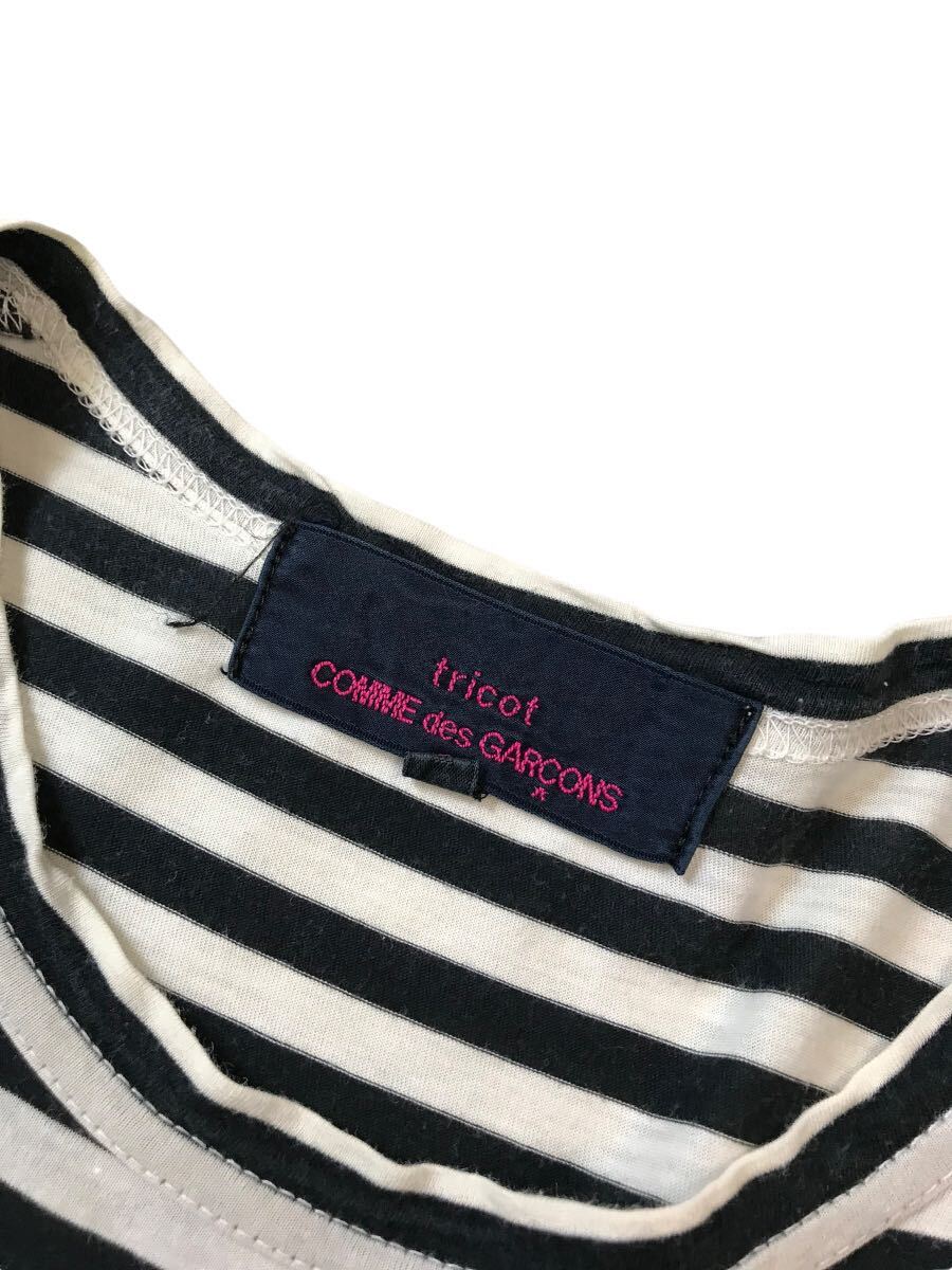 (D) tricot COMME des GARCONS トリコ コムデギャルソン ボーダー フラワー 半袖Tシャツ S 花 送料250円_画像3