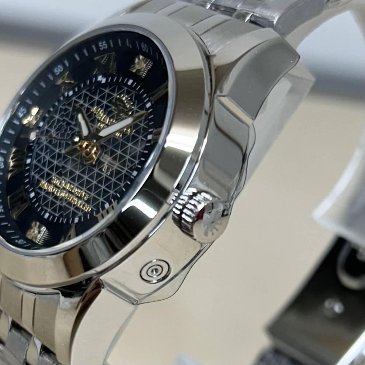 【B-5】1円 新品 J.HARRISON / ジョン・ハリソン 腕時計 天然ダイヤモンド4石 ソーラー電波時計 カットガラス レディース 腕時計 の画像3