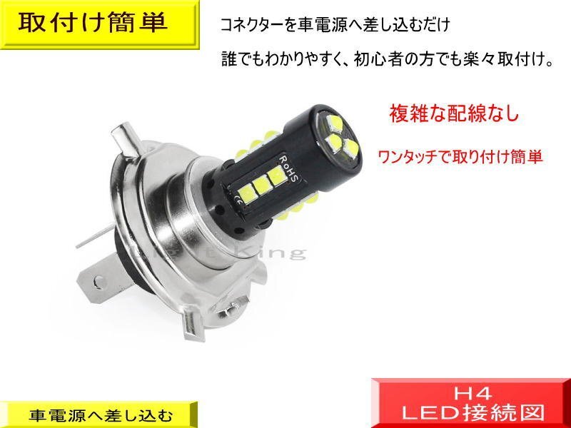 H4 Hi Lo グリーン 緑色 ポン付 バイク用 8V-80V 15LEDチップ搭載 ヘッドライト アヴェニス125/DF200E/DR250R/GS250/GSF250/GSX250/RG250γ_画像3