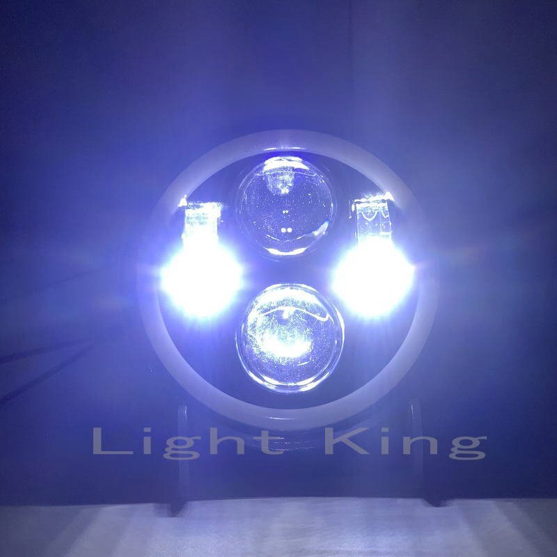 LED 5.75インチ ヘッドライト 1個 ウインカー機能 ハーレーダビッドソン ダイナ デイライト DRL イカリング プロジェクター H4 白黄_画像3