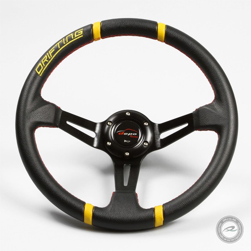 1 jpy! steering gear 35φ deep cone 70mm PVC DRIFTING red color Cross stitch [DD35P]