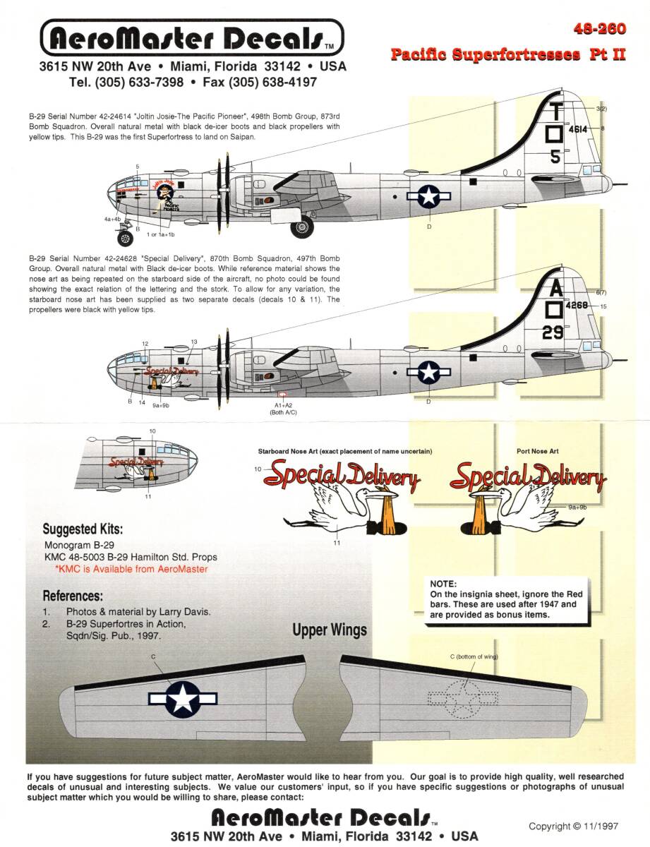 AeroMaster Decals, 48-260, Pacific Superfortresses Pt. IIの画像1