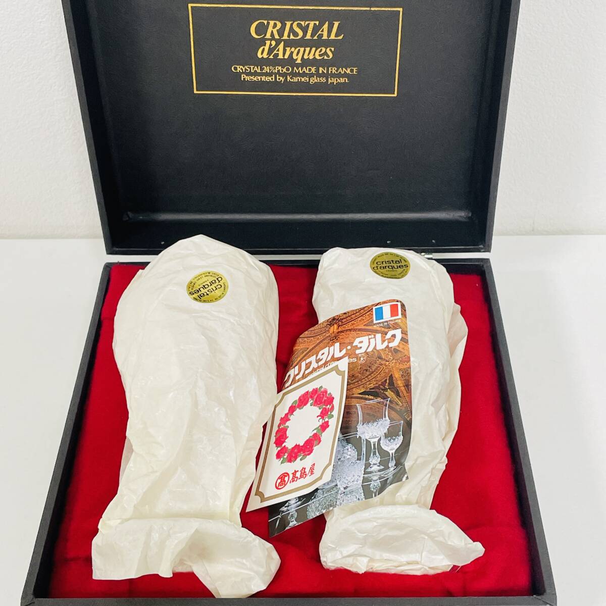 【CRISTAL d'Arques/クリスタル・ダルク】ペアグラス ワイングラス 2客セット 箱付き★の画像6