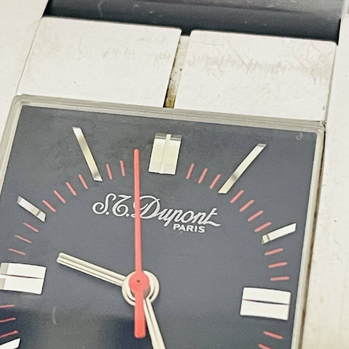 【S.T.Dupont/デュポン】腕時計 QZ/クオーツ ラバーベルト 181 H7 AG28 不動 テスター〇 箱付き★9673の画像9
