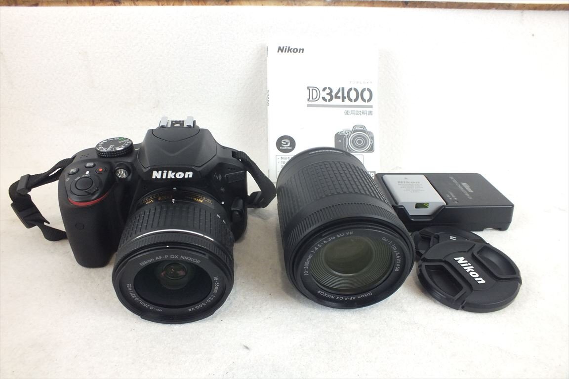 ☆ Nikon ニコン D3400 デジタル一眼レフ AF-P NIKKOR 18-55mm AF-P NIKKOR 70-300mm 動作確認済 中古 240307B9098の画像1