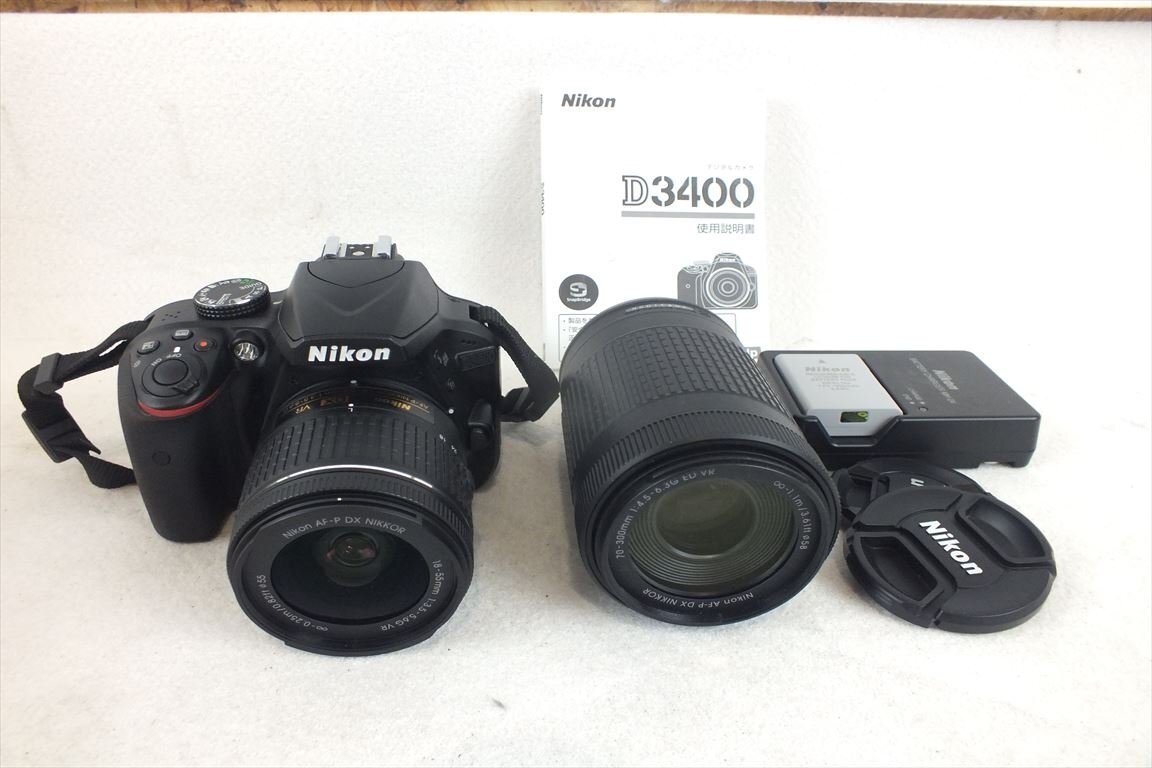 ☆ Nikon ニコン D3400 デジタル一眼レフ AF-P NIKKOR 18-55mm AF-P NIKKOR 70-300mm 動作確認済 中古 240307B9098_画像1