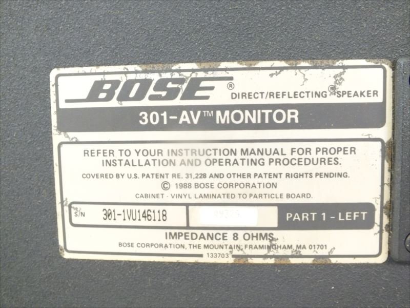 ♪ BOSE ボーズ 301-AV MONITOR 黒 スピーカー 音出し確認済み 中古 現状品 240411Y7292の画像9