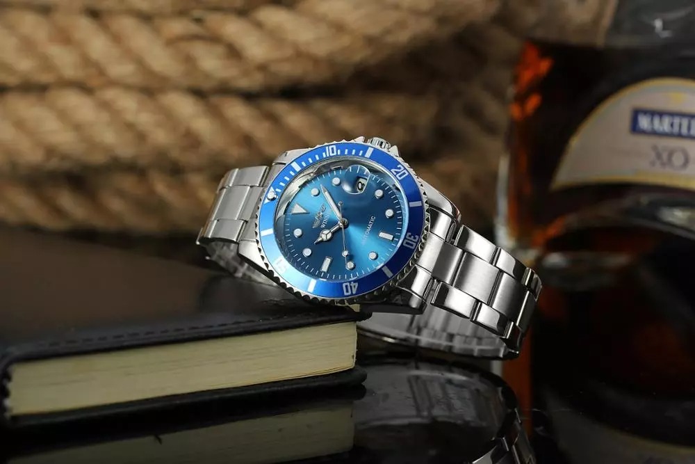 Winner社メンズ自動巻き腕時計ブルー ステンレス オートマチック 日付(ロレックス サブマリーナ デイトではありません）の画像7