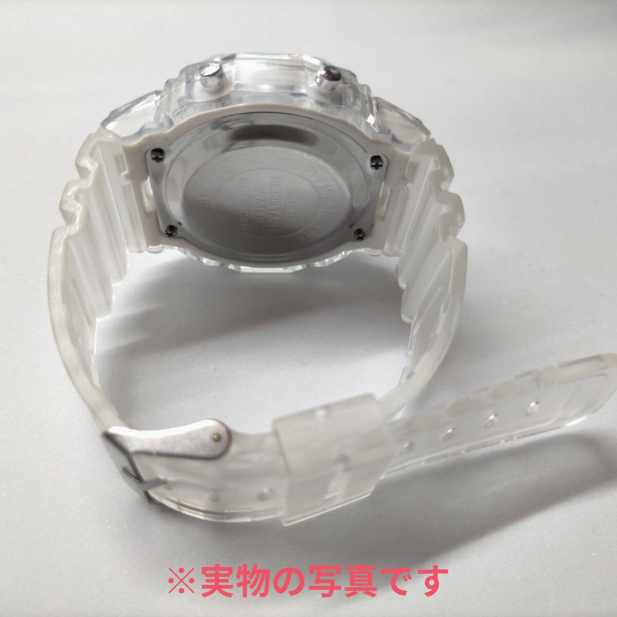 スケルトン防水軽量シンプルデザイン スポーツウォッチ デジタル腕時計レディース くすみカラー ホワイト白 (G-shockではありません)の画像3