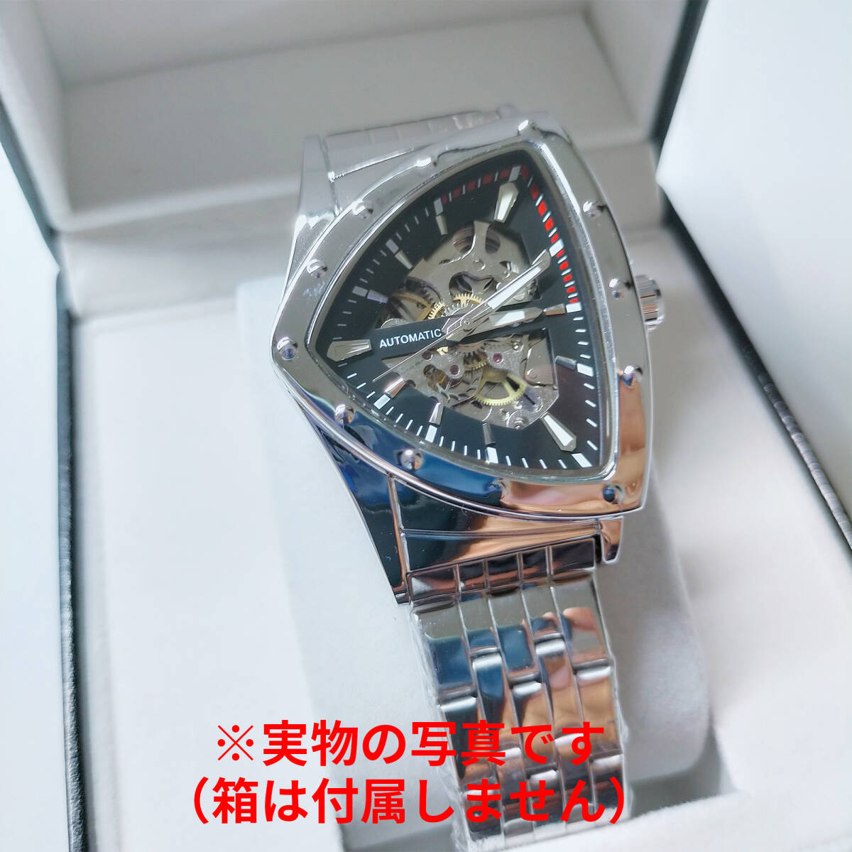 Winner社メンズ腕時計 自動巻き 三角形トライアングル ブラック黒 ステンレス (ハミルトンベンチュラではありません)の画像2