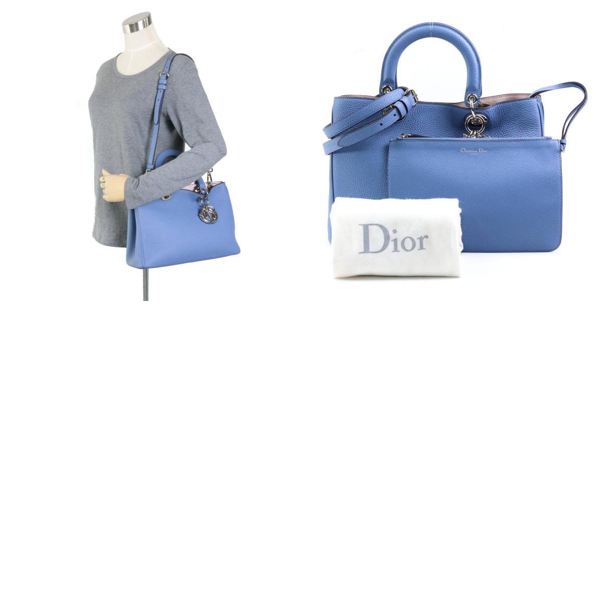 クリスチャンディオール Christian Dior ハンドバッグ ショルダーバッグ カナージュ レザー パープル系ブルー a0311_画像10