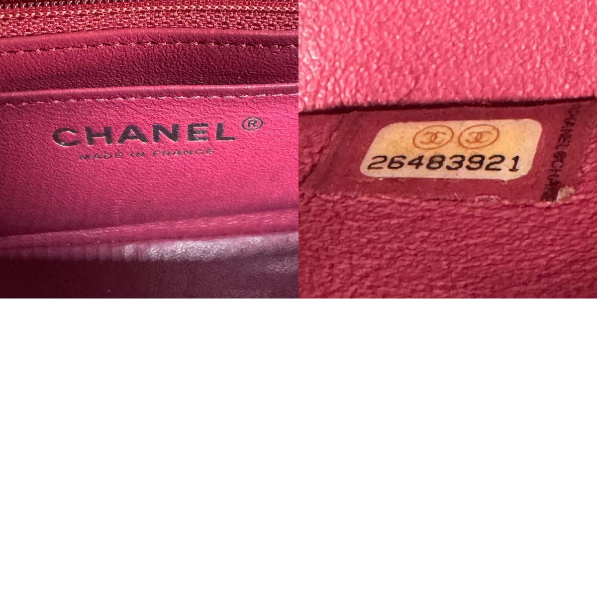 シャネル CHANEL ショルダーバッグ マトラッセ キャビアスキンレザー レッド z0551_画像10