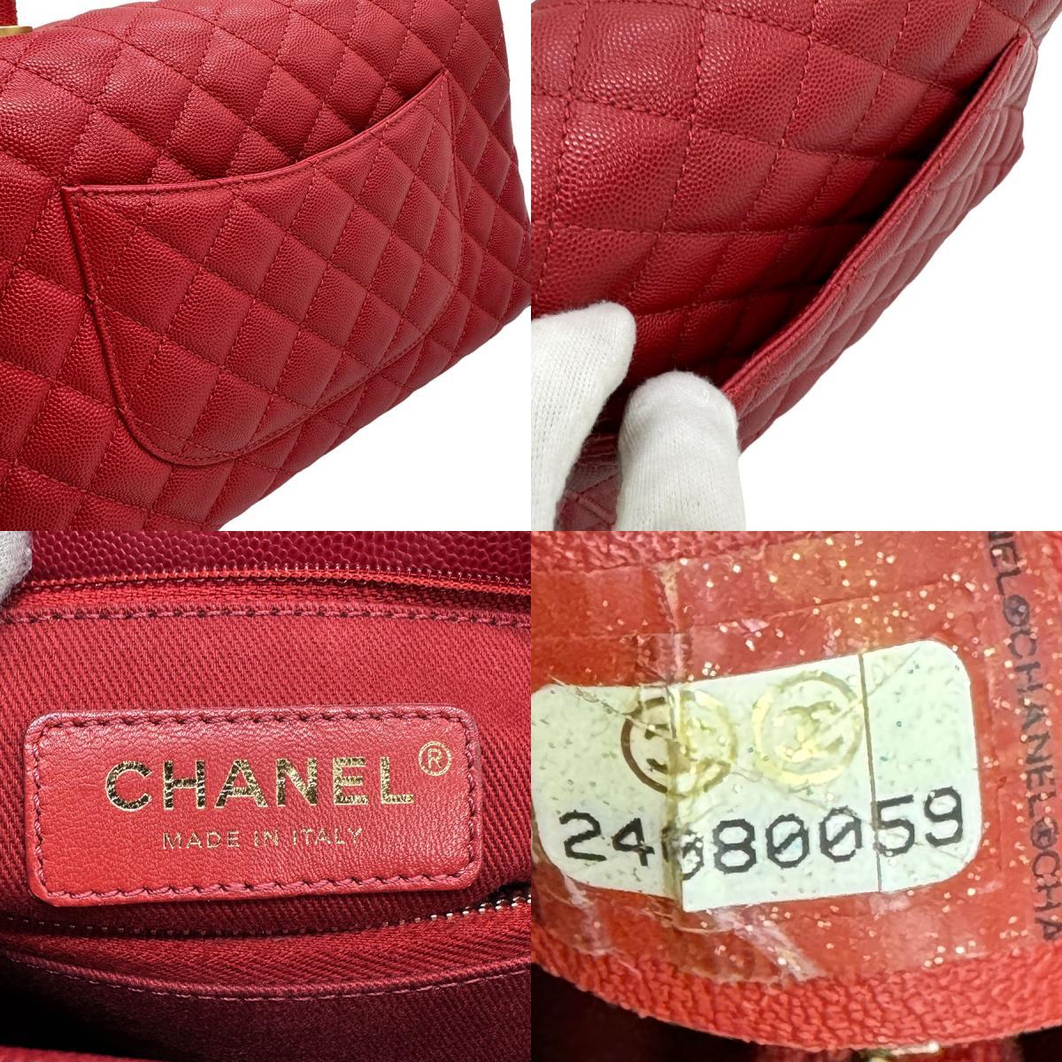 シャネル CHANEL ハンドバッグ ショルダーバッグ ココハンドル29 キャビアスキンレザー レッド z0578_画像10